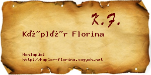 Káplár Florina névjegykártya